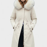 Diora™ | Faux-Fur Hood Drawstring-Waist Anorak Coat