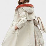 Diora™ | Faux-Fur Hood Drawstring-Waist Anorak Coat