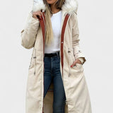 Diora™ | Faux-Fur Hood Drawstring-Waist Anorak Coat