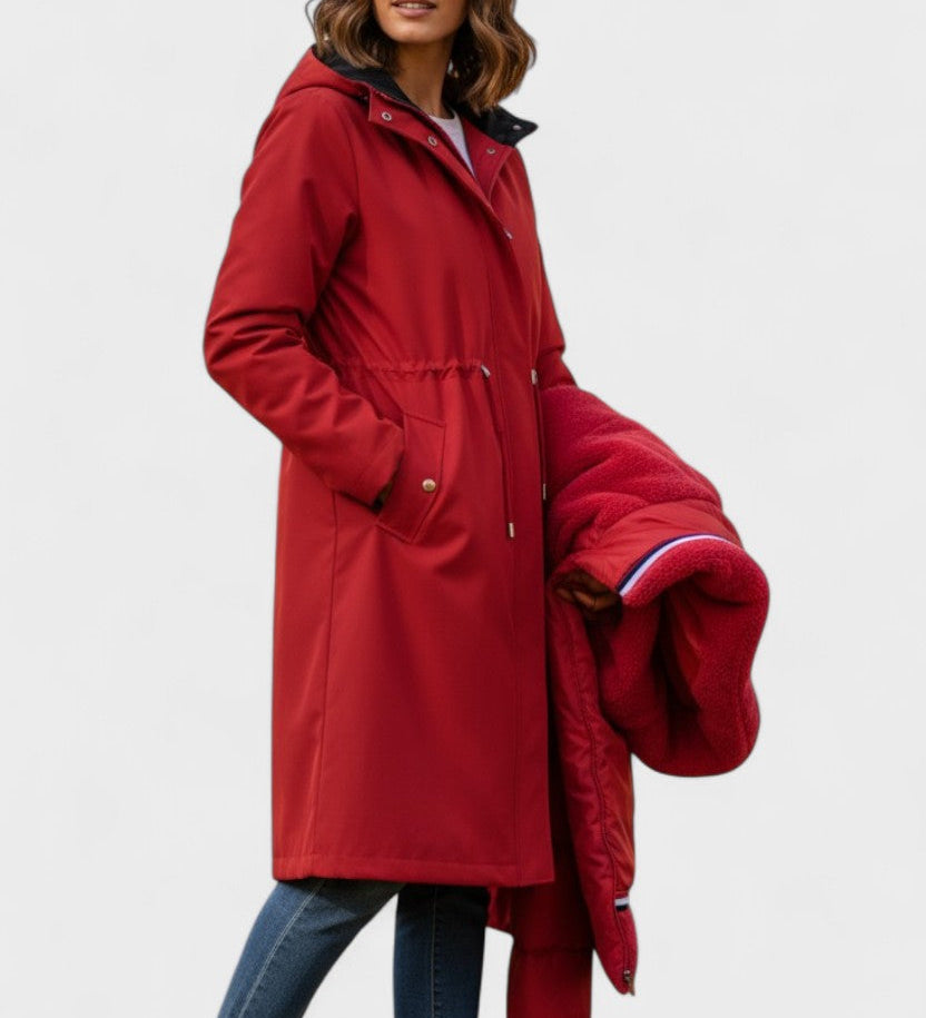 Diora™ | Faux-Fur Hood Drawstring-Waist Anorak Coat