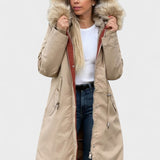 Diora™ | Faux-Fur Hood Drawstring-Waist Anorak Coat