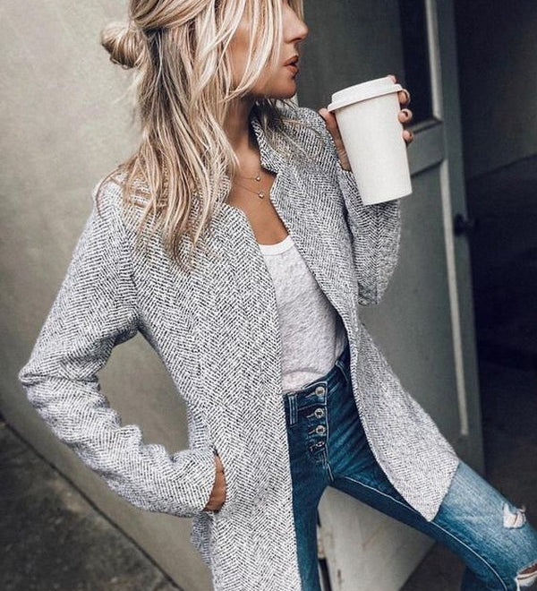 Nalera™ | Elegant Long Wool Blazer