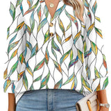 Floral Print Boho V-Neck Button Blouse