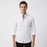 Lucas | Men's Shirt with Mao Collar and Contrast Buttons | Elegant