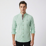 Lucas | Men's Shirt with Mao Collar and Contrast Buttons | Elegant