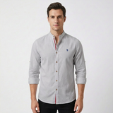 Lucas | Men's Shirt with Mao Collar and Contrast Buttons | Elegant