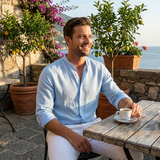 Lucas | Men's Shirt with Mao Collar and Rolled Sleeves | Casual