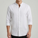 Lucas | Men's Shirt with Mao Collar and Rolled Sleeves | Casual