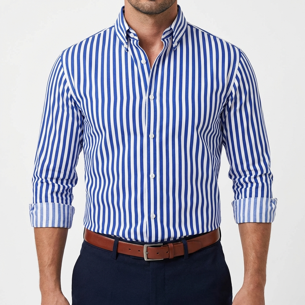 Lucas | Men's Shirt with Striped Pattern and Button-Down Collar | Classic