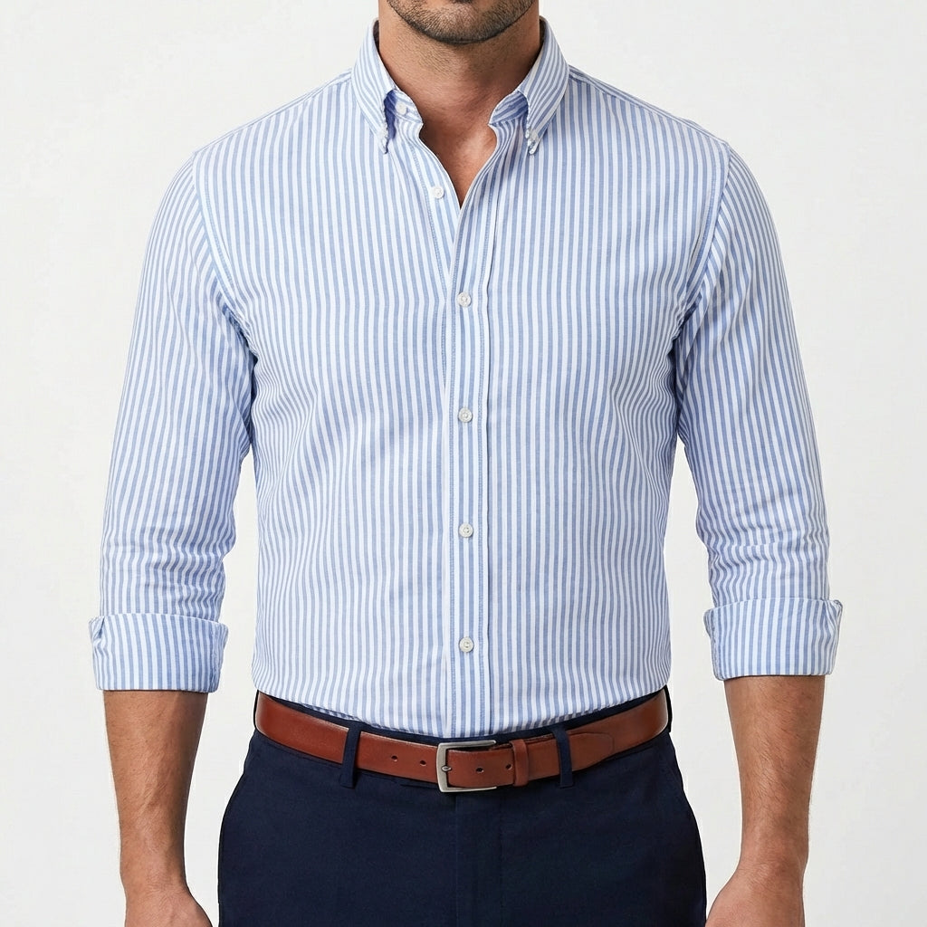 Lucas | Men's Shirt with Striped Pattern and Button-Down Collar | Classic