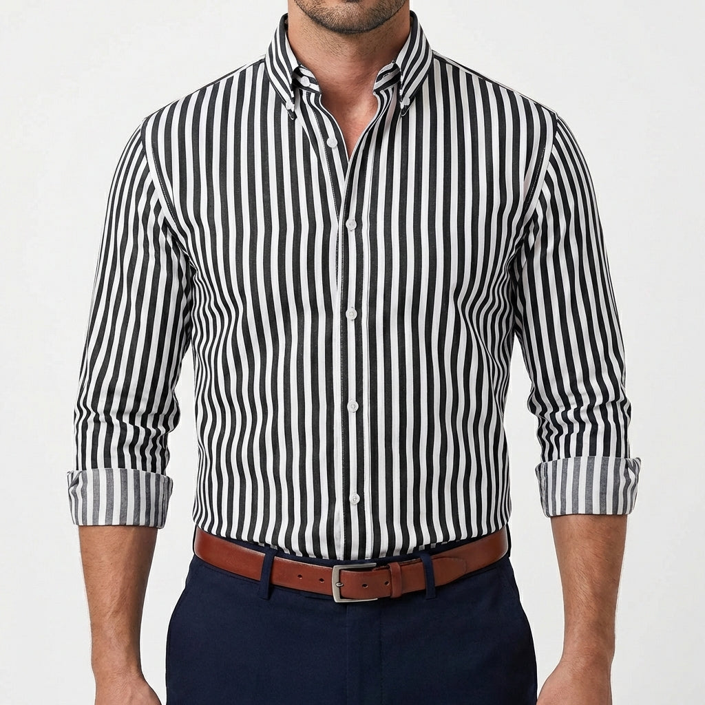 Lucas | Men's Shirt with Striped Pattern and Button-Down Collar | Classic
