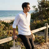 Mateo | Men's Shirt with Mao Collar and Long Sleeves | Casual