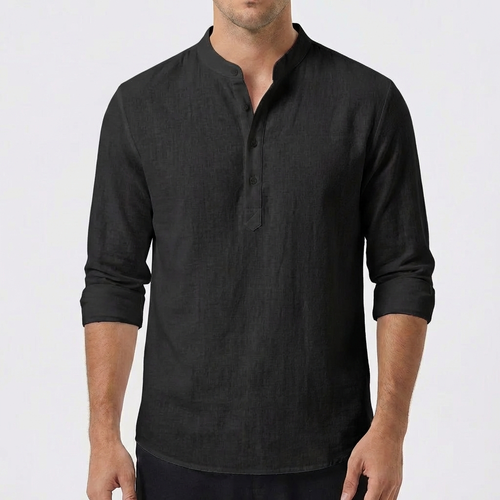 Mateo | Men's Shirt with Mao Collar and Long Sleeves | Casual