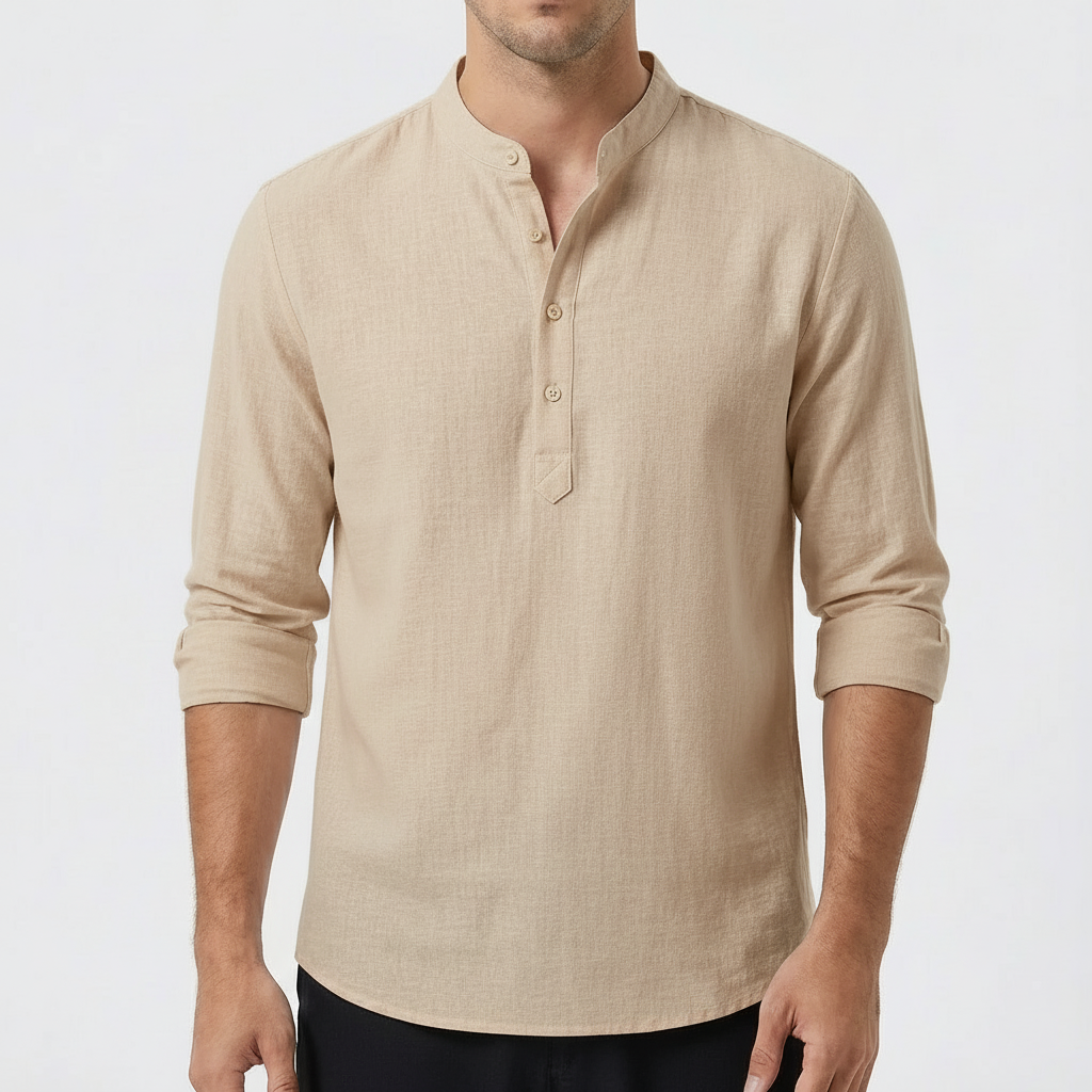 Mateo | Men's Shirt with Mao Collar and Long Sleeves | Casual