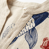 Mateo | Men's Shirt with Koi Print and Mao Collar | Casual