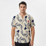 Mateo | Men's Shirt with Koi Print and Mao Collar | Casual