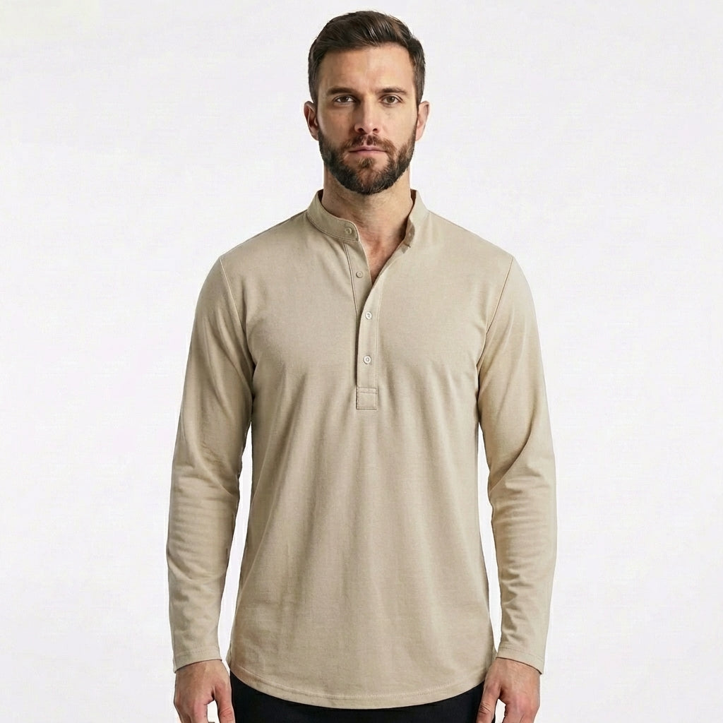Mateo | Mao Collar Button Long Sleeve Shirt for Men