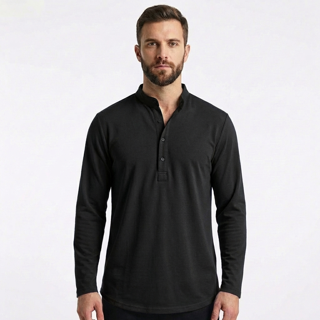 Mateo | Mao Collar Button Long Sleeve Shirt for Men