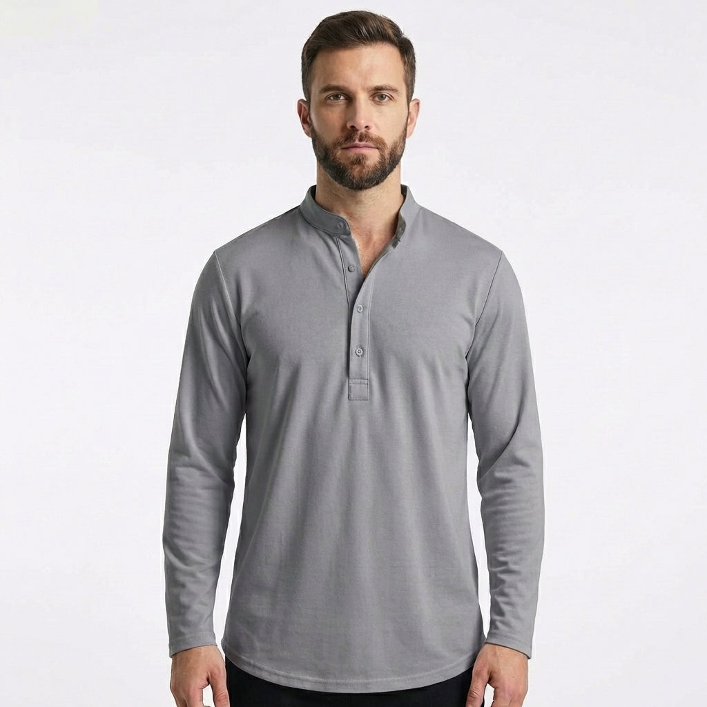 Mateo | Mao Collar Button Long Sleeve Shirt for Men