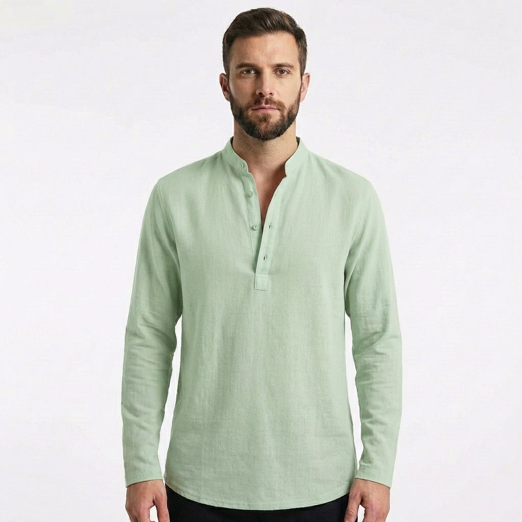 Mateo | Mao Collar Button Long Sleeve Shirt for Men