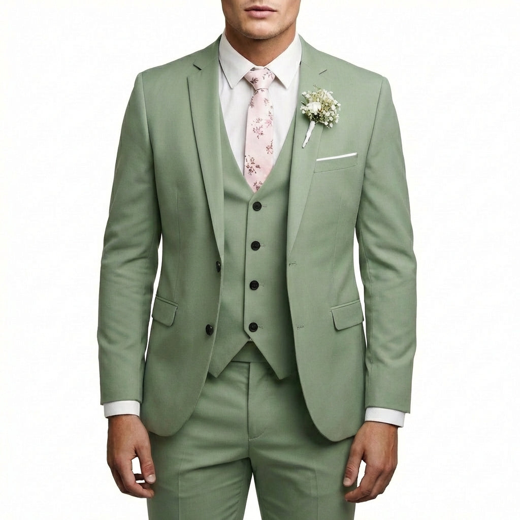 Mateo | Elegant Men's Wedding Suit with Coordinating Vest and Notch Lapel