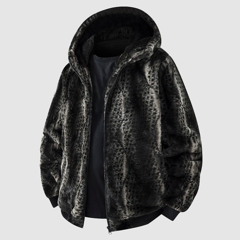 Men's Hooded Faux Fur Coat