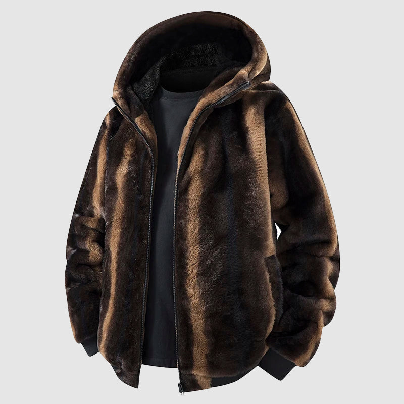 Men's Hooded Faux Fur Coat