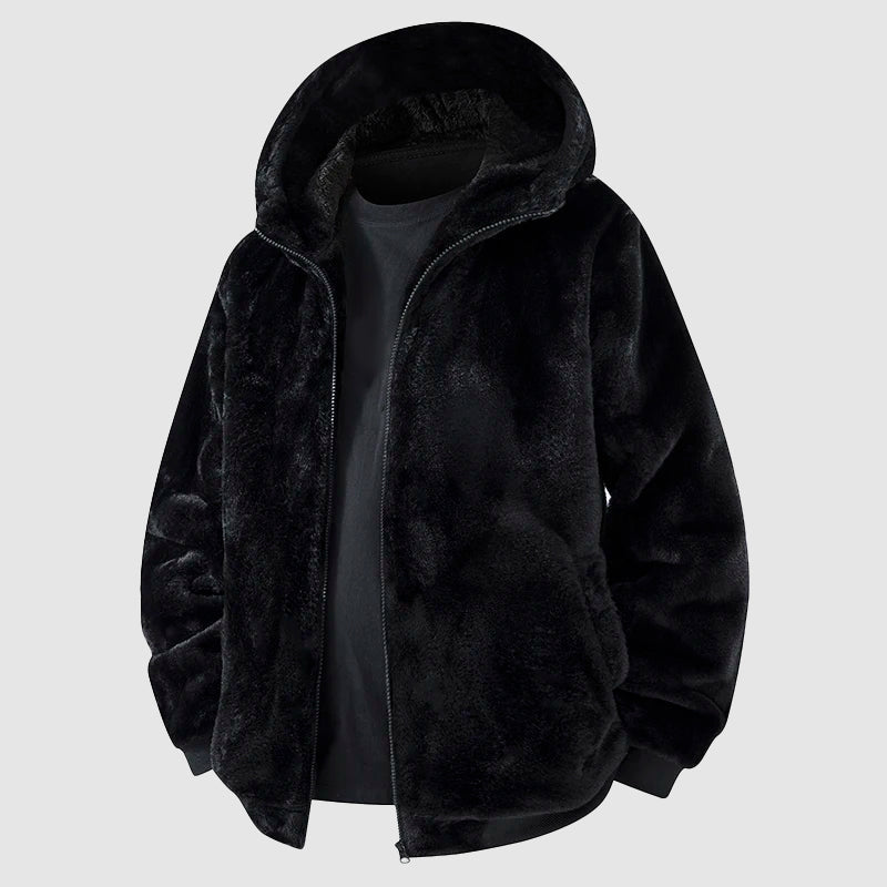 Men's Hooded Faux Fur Coat