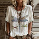 Rose Embroidered Boho Lace-Trim Blouse