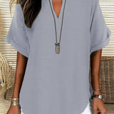 V-Neck Casual Loose-Fit Chiffon Blouse
