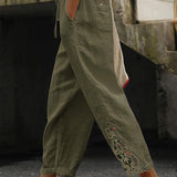 Casual Lace-Hollow Drawstring Pants