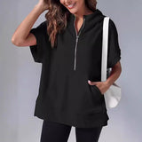 Short-Sleeve Quarter-Zip Hooded Pullover