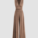 V-Neck Elegant Wide-Leg Jumpsuit
