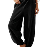 Casual Loose-Fit Elastic Waist Lantern Pants