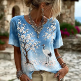 Rose Embroidered Boho Lace-Trim Blouse