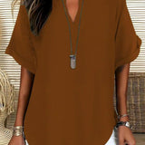 V-Neck Casual Loose-Fit Chiffon Blouse