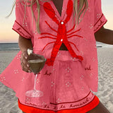 Nautical Lobster Print Resort Short Set