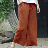 Casual Solid Wide-Leg Pants