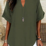 V-Neck Casual Loose-Fit Chiffon Blouse