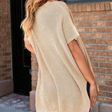Solid Pullover Round Neck Knit T-Shirt
