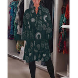 Artistic Geometric Print Oversized Shirt Dress