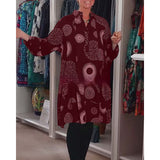 Artistic Geometric Print Oversized Shirt Dress