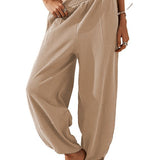 Casual Loose-Fit Elastic Waist Lantern Pants