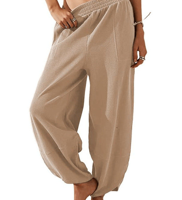 Casual Loose-Fit Elastic Waist Lantern Pants