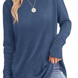 Filippa™ | Curved-Hem Raglan Long-Sleeve Top