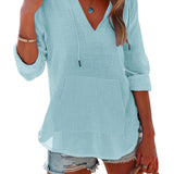 Casual V-Neck Hooded T-Shirt