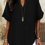 V-Neck Casual Loose-Fit Chiffon Blouse