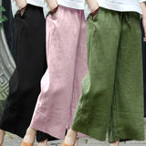 Casual Solid Wide-Leg Pants