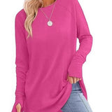 Filippa™ | Curved-Hem Raglan Long-Sleeve Top