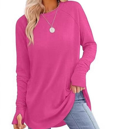 Filippa™ | Curved-Hem Raglan Long-Sleeve Top